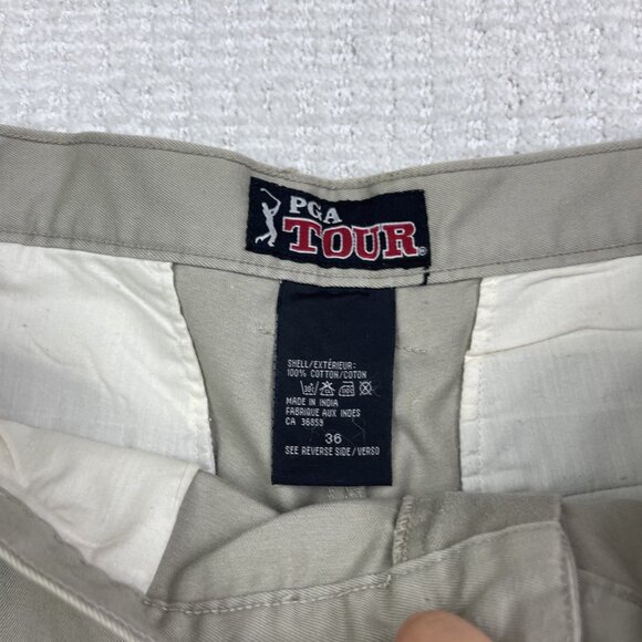 PGA Tour Men’s Cargo Golf Shorts Khaki Beige Size 36 Performance Sports Pockets - Picture 6 of 14